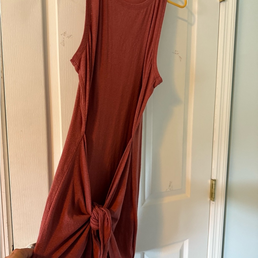 Aerie Sleeveless Knot-Front Mini Dress in Rust
